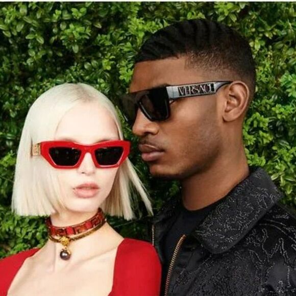 NEW Versace VE4430U GB1/87 Black Dark Grey Frame Logo Square Men Sunglasses - Picture 4 of 13